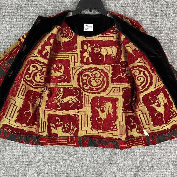 Midnight Velvet Jacket Womens Small‎ Astrology Signs Zodiac Asian Animals Red - Picture 3 of 10